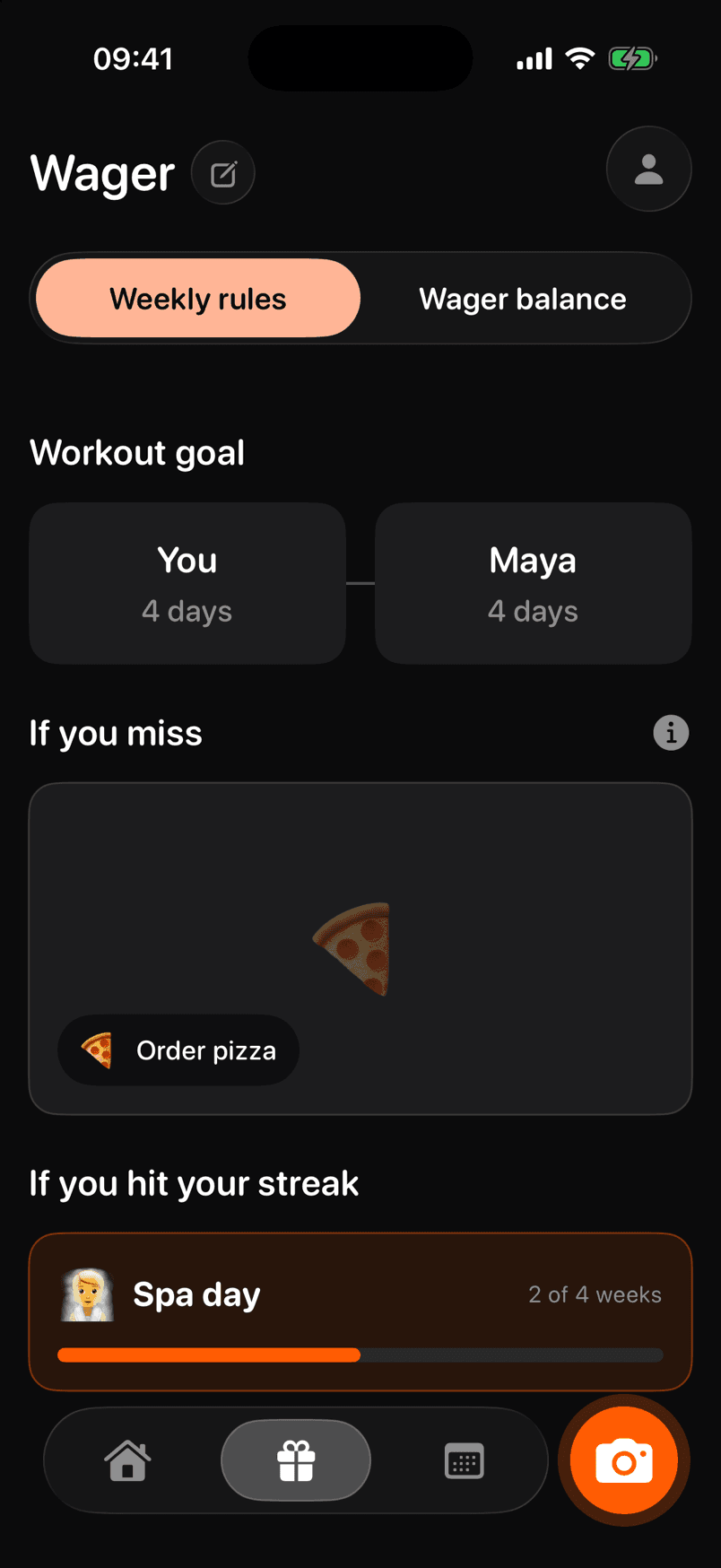 The wager: pizza if you miss, a spa day for the streak